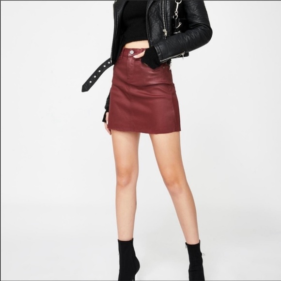 NEW BLANK NYC Burgundy Coated Denim Mini Skirt 28 - Picture 15 of 16